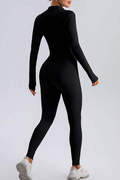 Mock Neck Half-Zip Romper Leotard