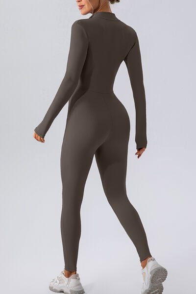 Mock Neck Half-Zip Romper Leotard
