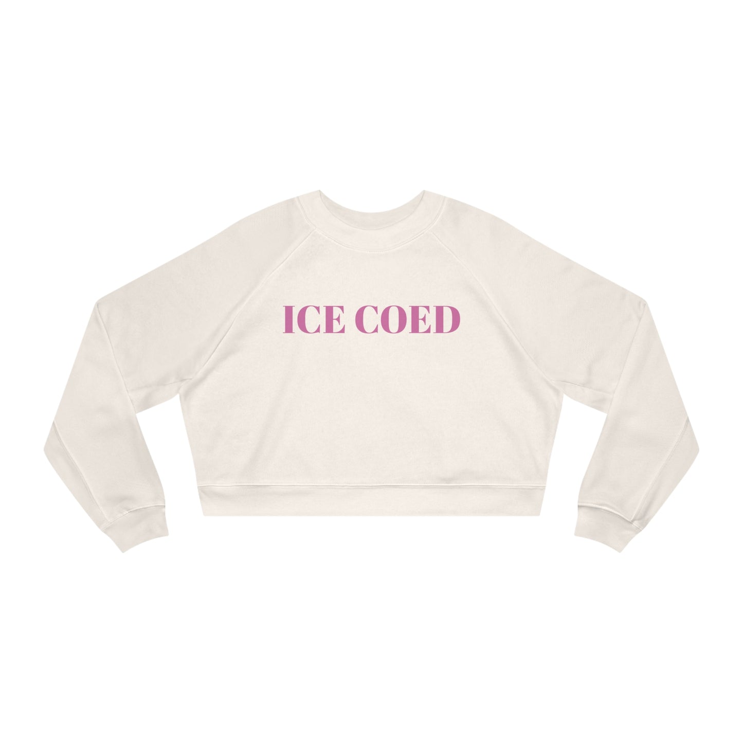 ICE COED Cream White Cropped Fleece Sweatshirt (7486024646744)