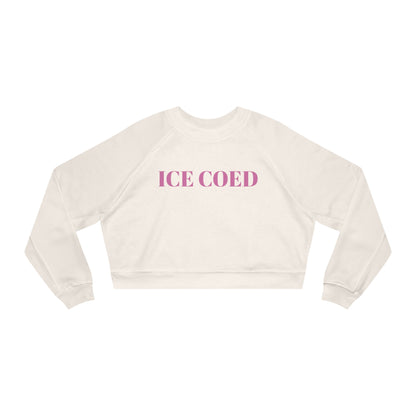 ICE COED Cream White Cropped Fleece Sweatshirt (7486024646744)