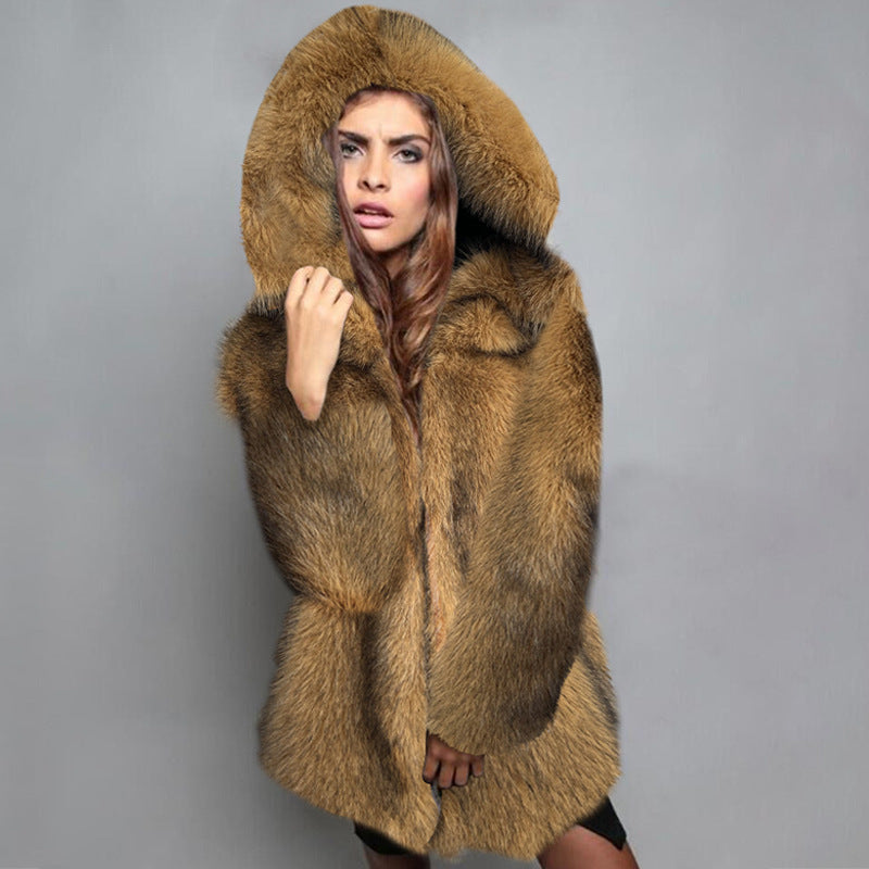 Faux Fur Western Mid-Length Coat