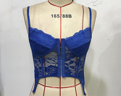 Lace Sleeveless Corset Crop-Top