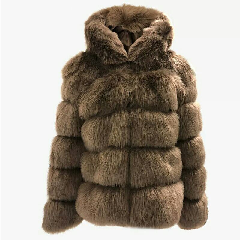 Faux Fox Fur Mid-Length Slim-Fit Coat