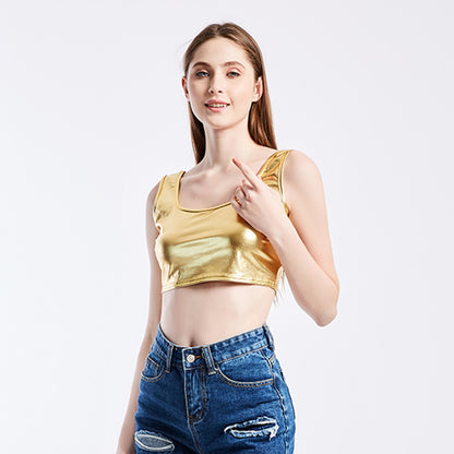 Bright Leather Crop-Top