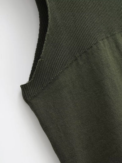 Round Neck Slim-Fit Sleeveless Knitted Shaped Vest Sweater