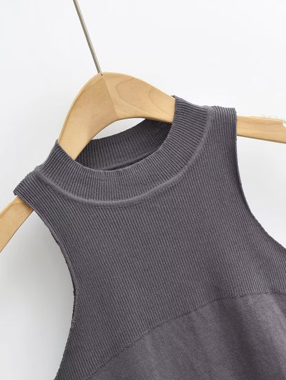 Round Neck Slim-Fit Sleeveless Knitted Shaped Vest Sweater