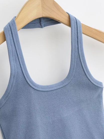 Square Collar Slim-Fit Vest Sling Top