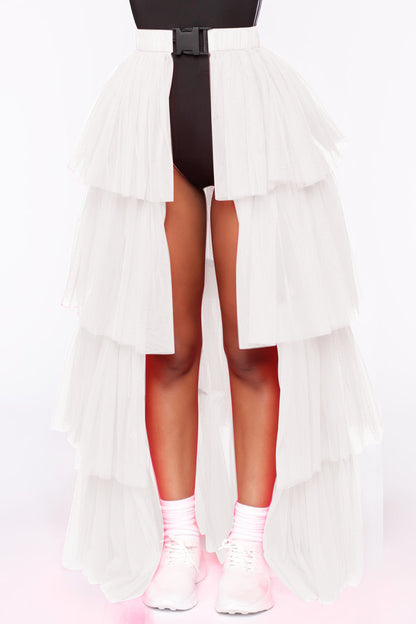 Mesh Stitching Pettiskirt Buckle Skirt