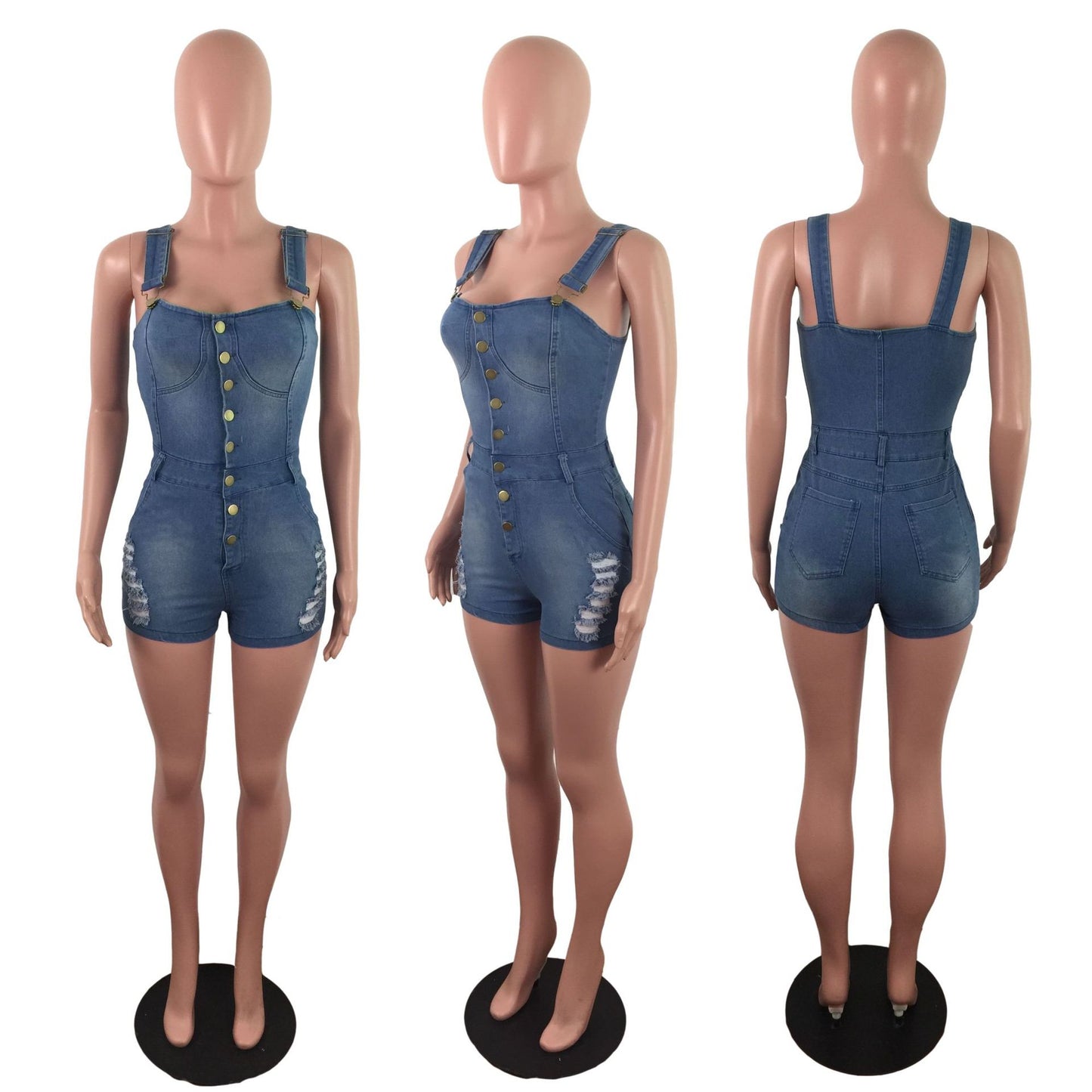 Slim-Fit Denim Romper