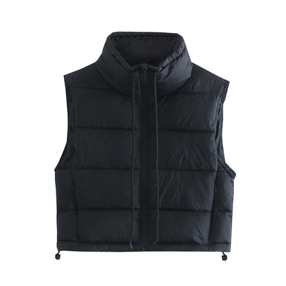 Contrast Color Cotton-Padded Stand-Collar Jacket