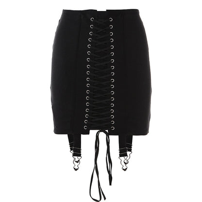 Lace-Up Waist Sheath Skirt