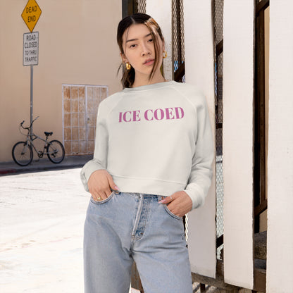 ICE COED Cream White Cropped Fleece Sweatshirt (7486024646744)