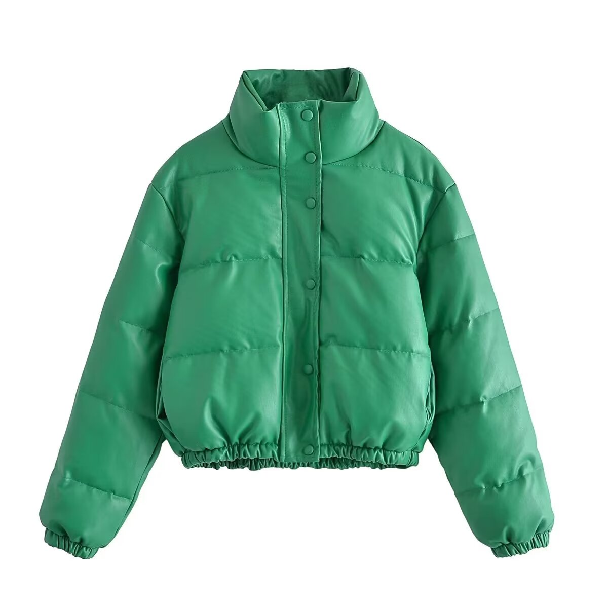 Cotton - Padded Thickened Poly-Urethane Leather Cotton Coat Jacket Coat (7516615475288)