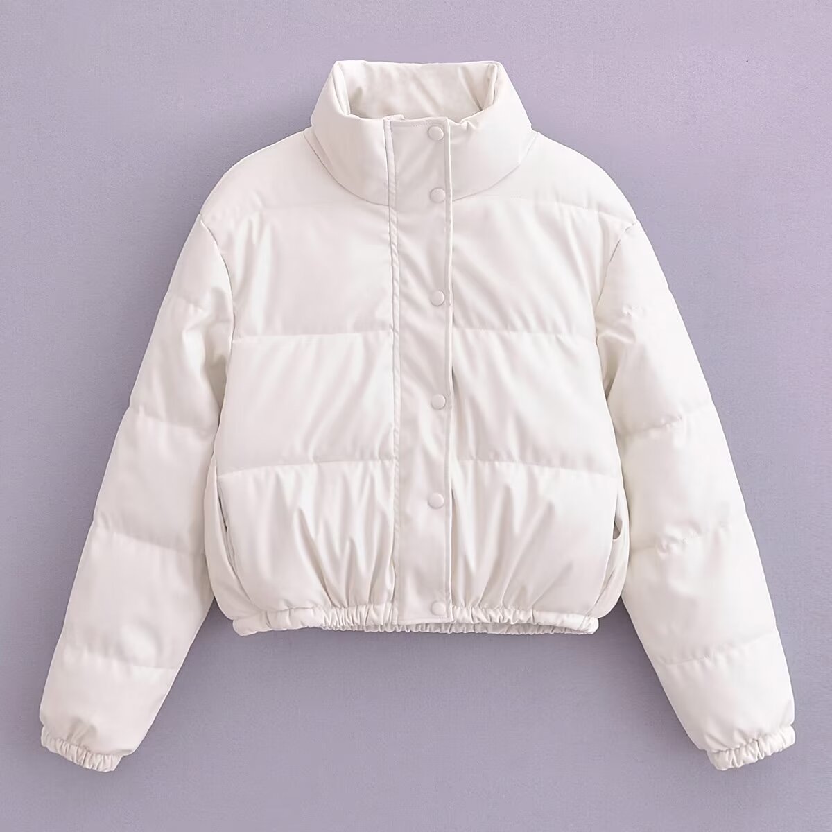 Cotton - Padded Thickened Poly-Urethane Leather Cotton Coat Jacket Coat (7516615475288)