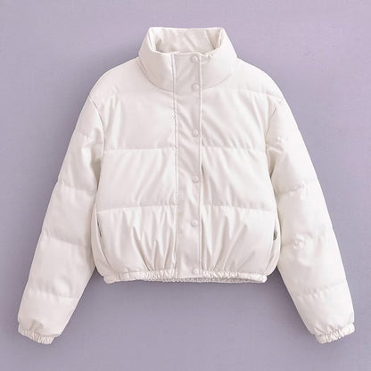 Cotton - Padded Thickened Poly-Urethane Leather Cotton Coat Jacket Coat (7516615475288)