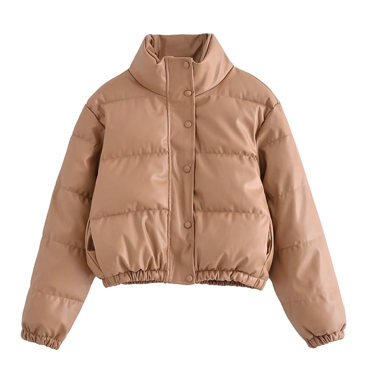 Cotton - Padded Thickened Poly-Urethane Leather Cotton Coat Jacket Coat (7516615475288)