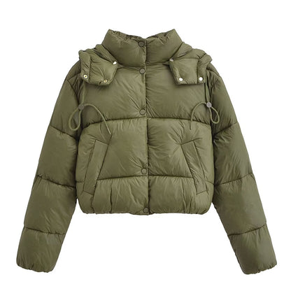 Solid Color Detachable-Hood Jacket