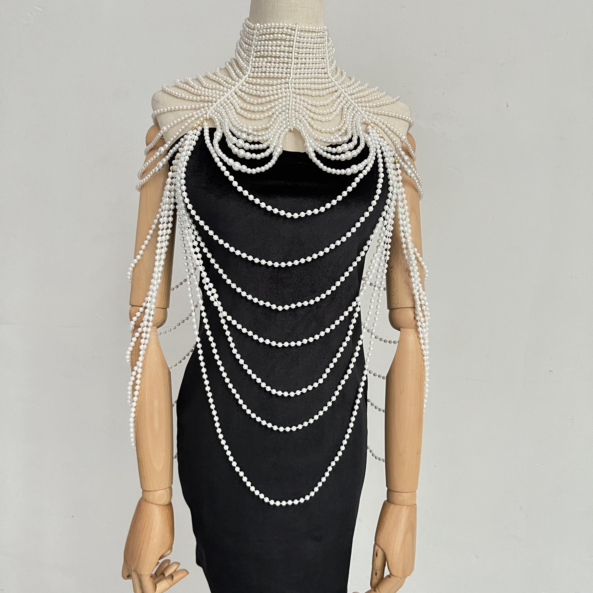 Pearl Neck Chain Multi-Layer Body Necklace (7517781721176)