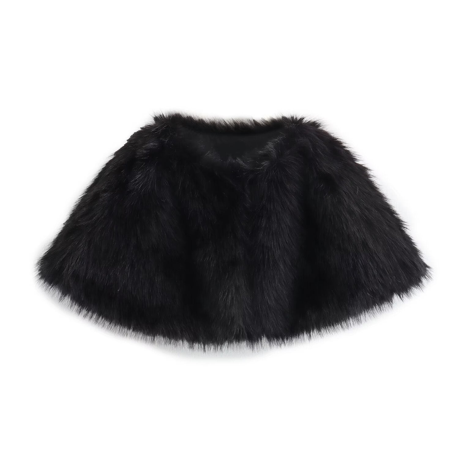 Spring Women Artificial Fur Effect Cape Coat (7525013127256)