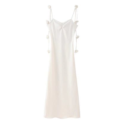 Solid Color V-Neck With Rope Straps Dress