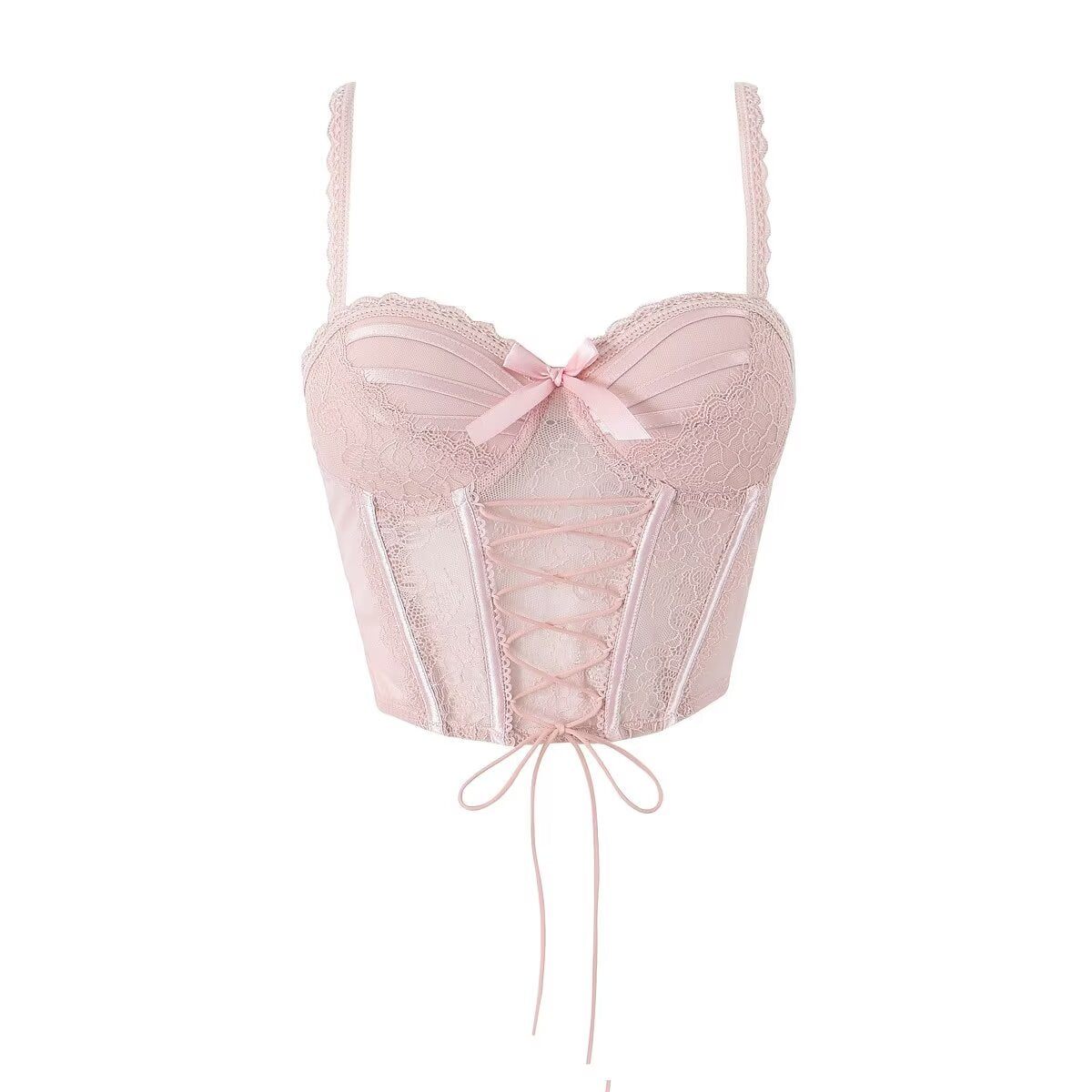 Bow-Lace Corset Crop-Top