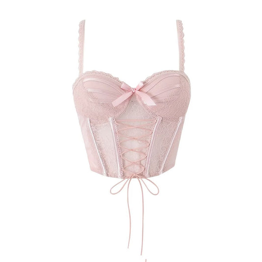 Bow-Lace Corset Crop-Top