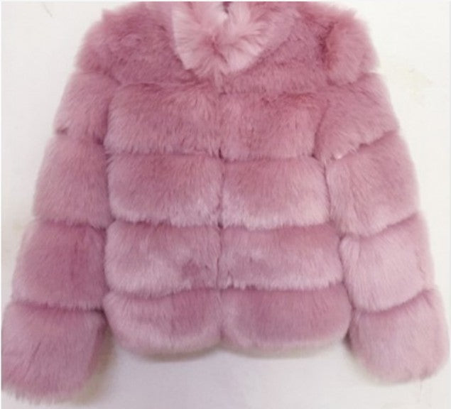 Faux Fox Fur Hooded Mid-Length Slim-Fit Coat