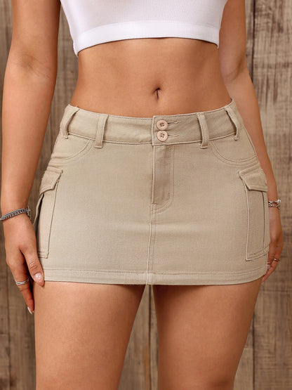 Denim Cargo Mini Skirt