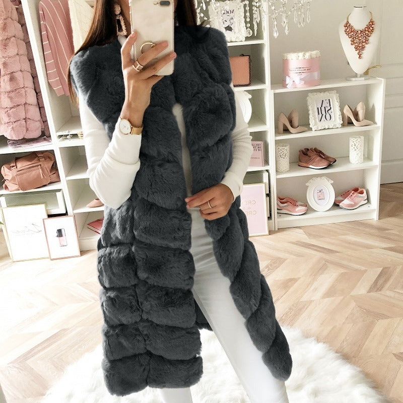 Cotton-Padded Plush Vest Coat