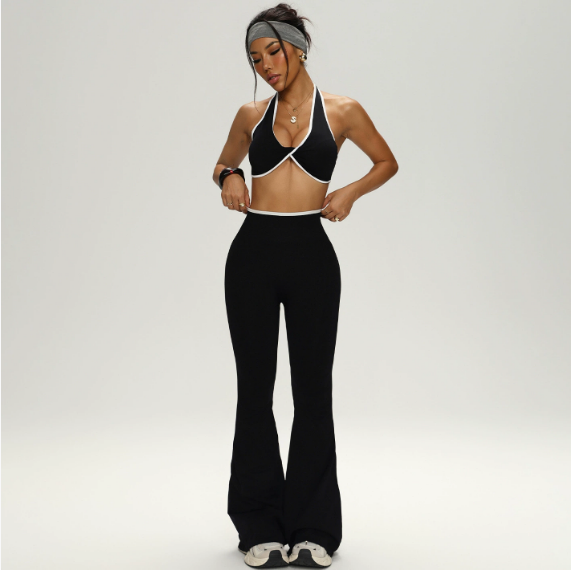 Contrast Color Bra Pants Fitness Two-Piece Set