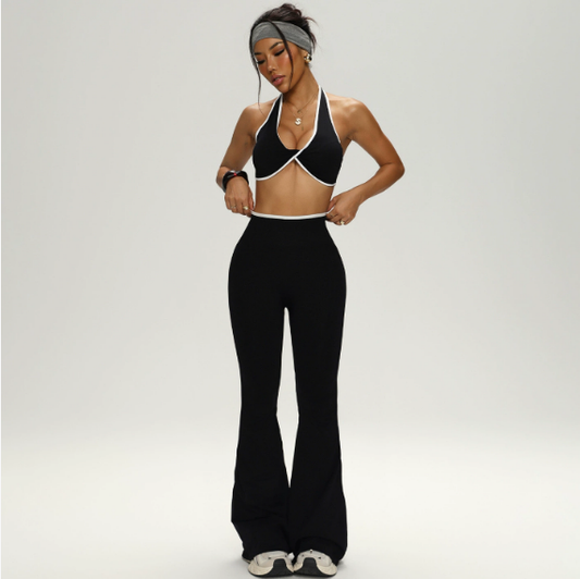 Contrast Color Bra Pants Fitness Two-Piece Set