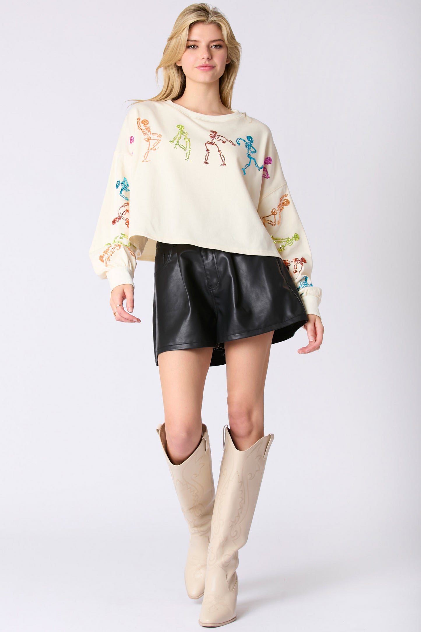 Skulls Sequined Casual Sweatershirt