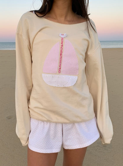 Apricot Yellow and Pink Sailboat