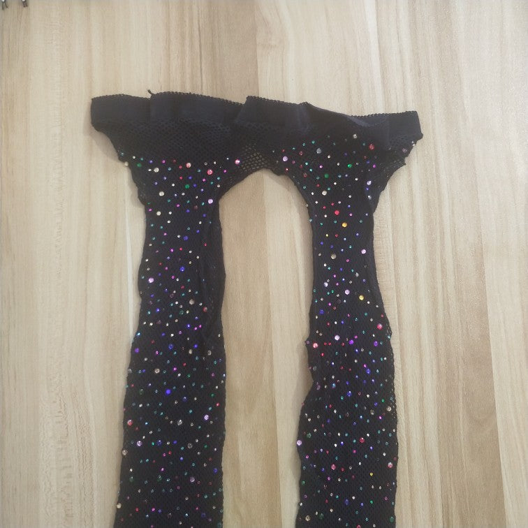 Four-Sides - Open Fishnet Pantyhose Rhinestones Stockings (7517779296344)
