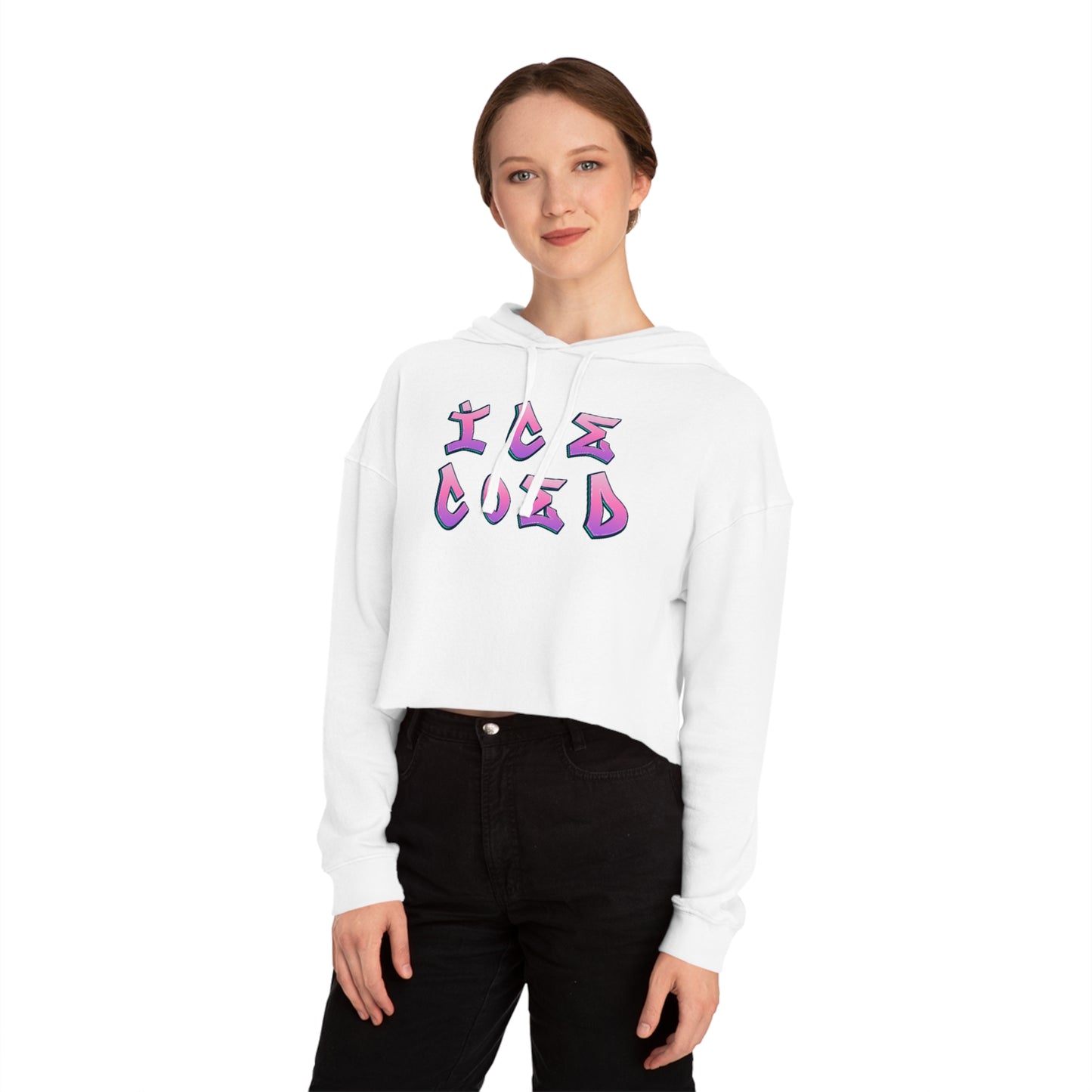ICE COED Cropped Hooded Sweatshirt (7525516476504)