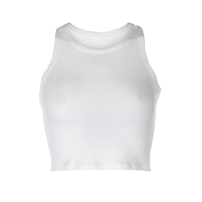 Solid Color Sleeveless Bottoming Slim-Fit Stretch Vest Crop-Top