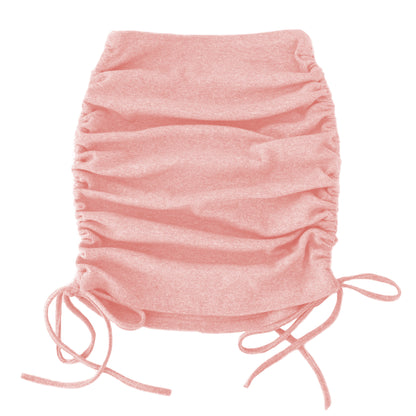 Threaded Side Drawstrings Elastic Pleated Skirt
