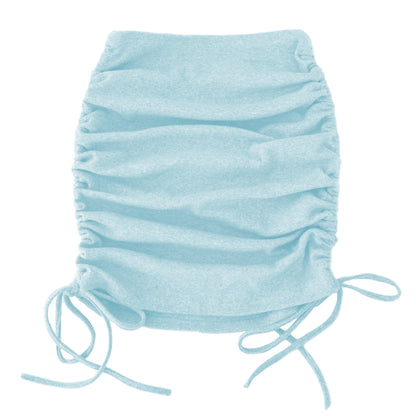 Threaded Side Drawstrings Elastic Pleated Skirt
