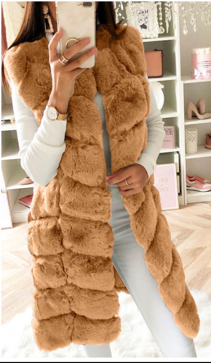 Cotton-Padded Plush Vest Coat