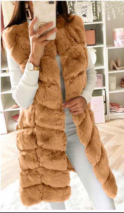 Cotton-Padded Plush Vest Coat