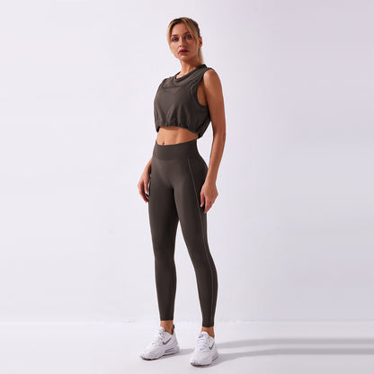 Seamless Loose-Tight Sleeveless Top & Yoga Pants Set (7516863955032)
