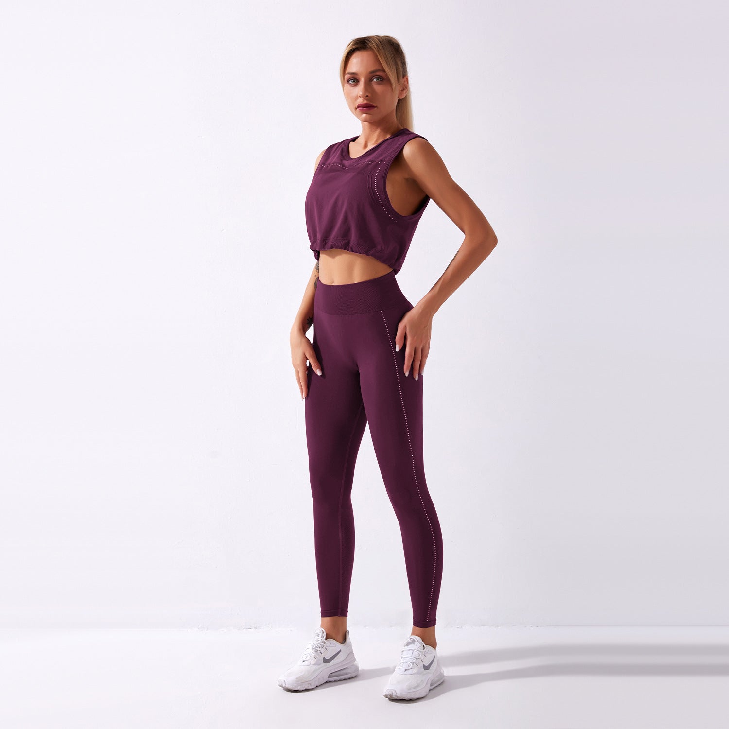 Seamless Loose-Tight Sleeveless Top & Yoga Pants Set (7516863955032)