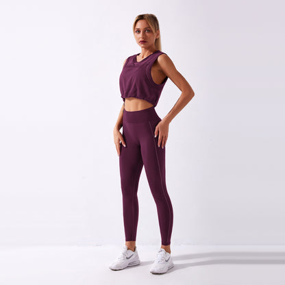Seamless Loose-Tight Sleeveless Top & Yoga Pants Set (7516863955032)