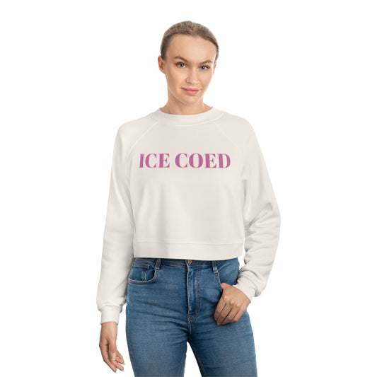 ICE COED Cream White Cropped Fleece Sweatshirt (7486024646744)