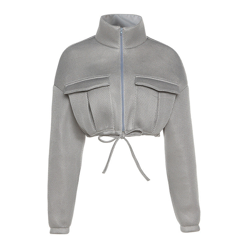 Zesty - Cropped Stand Collar Loose Short Jacket (7516640936024)