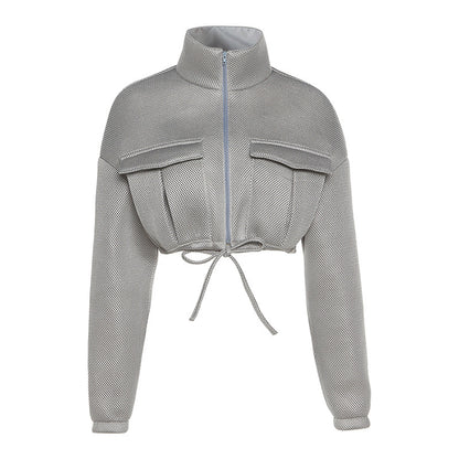 Zesty - Cropped Stand Collar Loose Short Jacket (7516640936024)