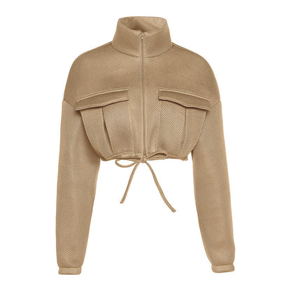 Zesty - Cropped Stand Collar Loose Short Jacket (7516640936024)