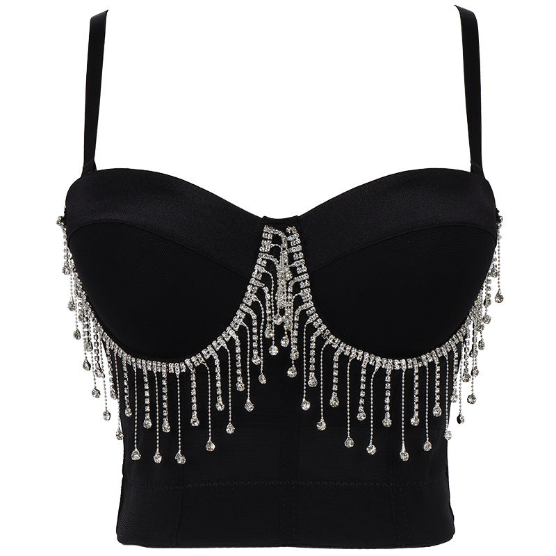 Tassel Chain Solid Color - With Steel Ring Body-Shaping Slim-Fit Tube Top (7517937238104)