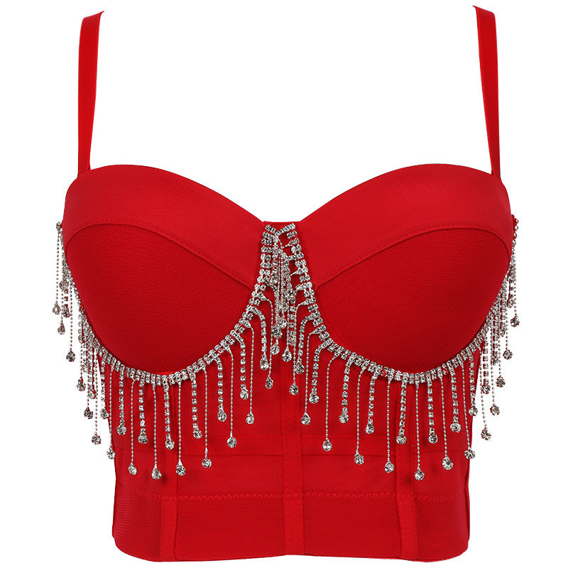 Tassel Chain Solid Color - With Steel Ring Body-Shaping Slim-Fit Tube Top (7517937238104)