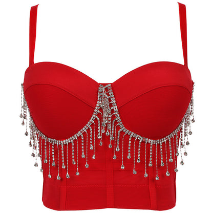 Tassel Chain Solid Color - With Steel Ring Body-Shaping Slim-Fit Tube Top (7517937238104)